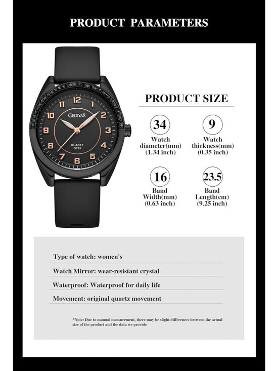 Women\'s Black Analog Quartz Silicone Band Solid Waterproof Nurses Wrist Watch